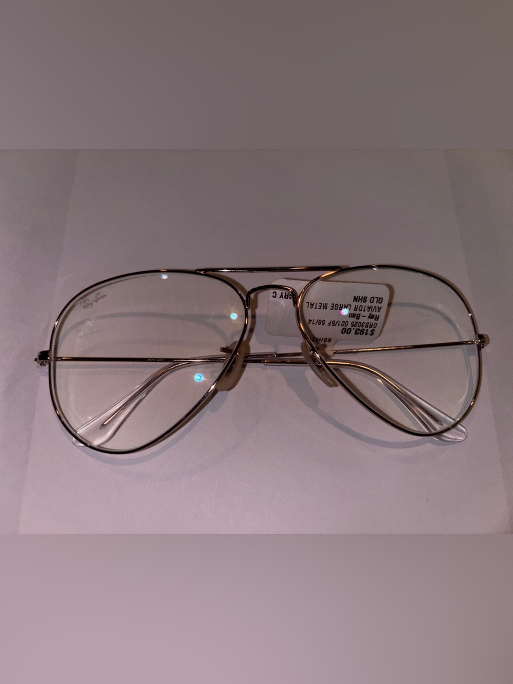 Ray-Ban Gold Metal Aviator Glasses - Clear Lenses